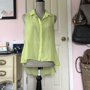 Green collared sheer shirt